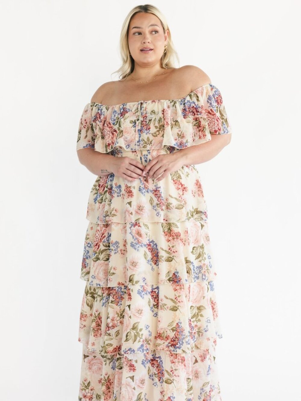 Baltic Born Carina Off Shoulder Maxi Dress | Multi Floral Size 2XL2XL